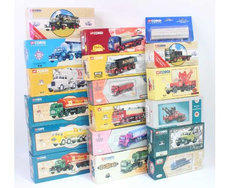 A collection of 18 boxed Corgi Classics commercial vehicle models in approx. 1:50 scale, which includes one ceramic pipe load