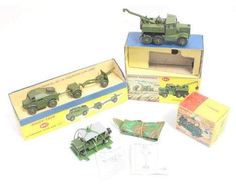 A group of 3 Dinky military models all boxed as follows: 661 Recovery truck with windows in excellent condition, hook loose i
