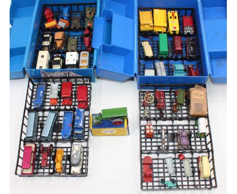 Two plastic Matchbox carry cases containing a quantity of various 1/75, Husky, Models of Yesteryear and other diecasts, also 