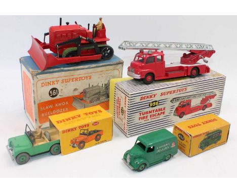 Four various boxed Dinky Toy road vehicles to include No. 956 fire engine turntable fire escape, No. 561 Blawknox bulldozer, 