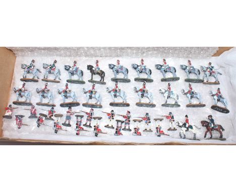 A collection of Relive Waterloo 28mm scale white metal figures to include a large quantity of British and French Infantry, va