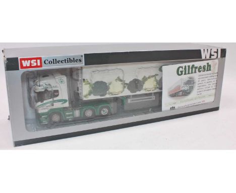 A WSI Collectables limited edition 1/50 scale model of a Scania V8 Topline R580 tractor unit with Gilfresh 40ft refrigerated 