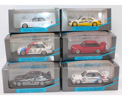 Six various boxed Minichamps 1/43 scale silver boxed issued Highspeed Racing diecast vehicles to include Model No. 13121 Merc