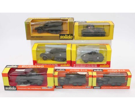 A Solido boxed military diecast vehicle group, seven examples all housed in original window boxes, examples to include a No. 