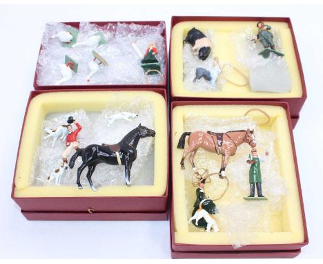 A H&amp;M Models Hunting Series and Civilian Series white metal figure group, all boxed examples to include sets titled Farme