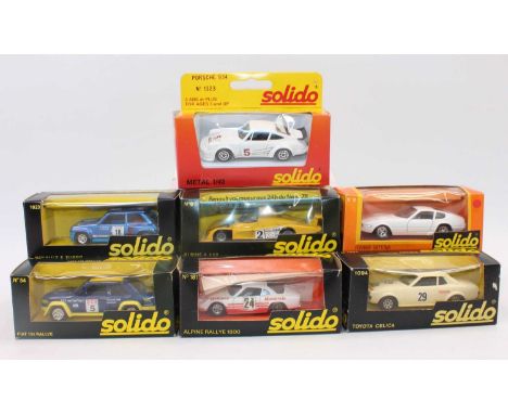 Seven various boxed Solido 1/43 scale Highspeed Racing and Classic Car diecasts, all housed in original black/yellow and oran