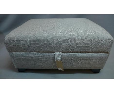 A Contemporary Ottoman, having stone linen upholstery, raised on bracket feet, H. 45 W. 95 W. 69cm 