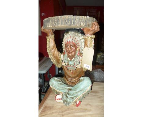 A Contemporary lamp table in the form of an Native American, H. 51cm 