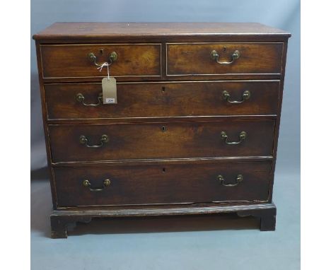 A 19th century mahogany chest of two over three long drawers, raised on bracket feet, H. 101 W. 111 D. 53cm 
