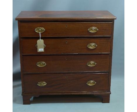 A Regency mahogany chest of four drawers, raised on bracket feet, H. 90 W. 93 D. 44cm 
