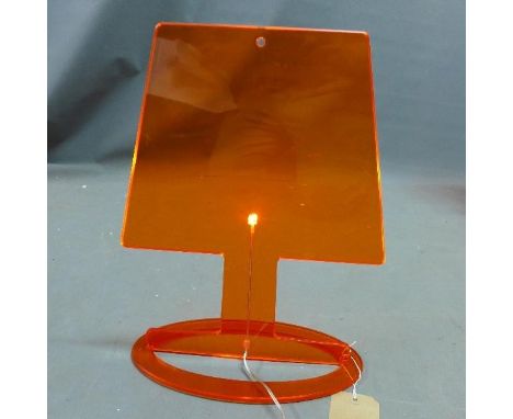 An Italian orange perspex lamp, H. 44cm 