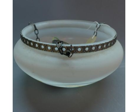 An Art Deco glass ceiling light shade 