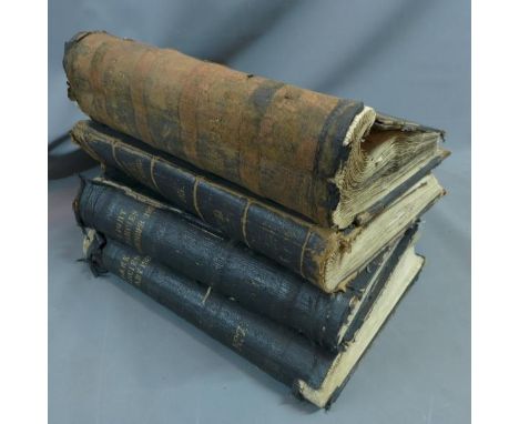 Four large leather bound books of fashion and fabric designs, the spines marked Light Fancies and Dark Fancies, circa 1920s t