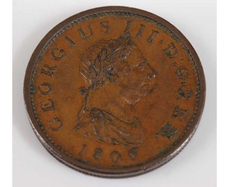 Great Britain, 1806 penny, Soho mint, obv; short haired laureate draped bust with date below, rev; seated Britannia with trid