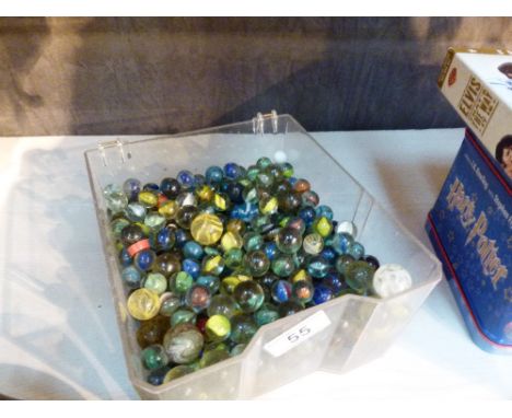 Box of vintage glass marbles