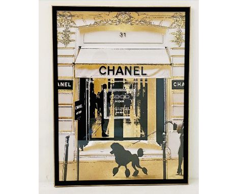 CONTEMPORARY SCHOOL FASHION PRINT, framed and glazed, 100cm H x 75cm W. 