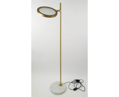 FLOOR LAMP, 142cm H, articulating light up disk design. 