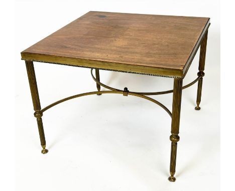 LAMP TABLE, Regency design brass with a square mahogany top, 43cm H x 54cm x 54cm. 