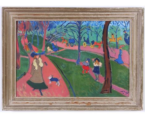 ANDRE DERAIN, Hyde Park, lithograph 1972, edition: 1000, Mourlot, vintage frame, 36cm x 54cm. 