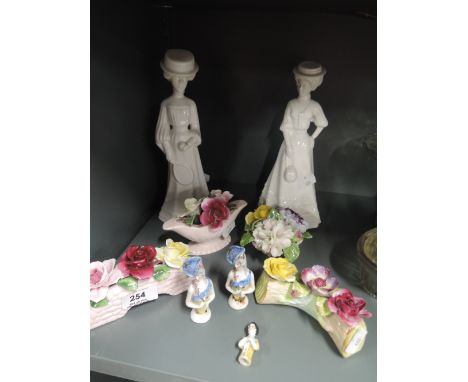 A selection of vintage ceramics including Spode figures