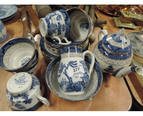 A vintage part tea service by Wilton ware in the Old Willow Ware pattern