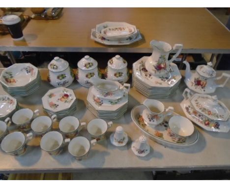 Johnson brothers part dinner service for 8 comprising 8 dinner plates, 8 side plates, 8 cake plates terrine, gravy boat and d