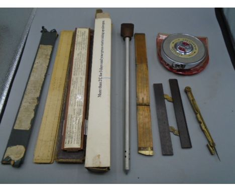 measuring items- soil thermometer, tape measure, rulers, compass etc
