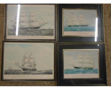 4 prints of tall sail ships