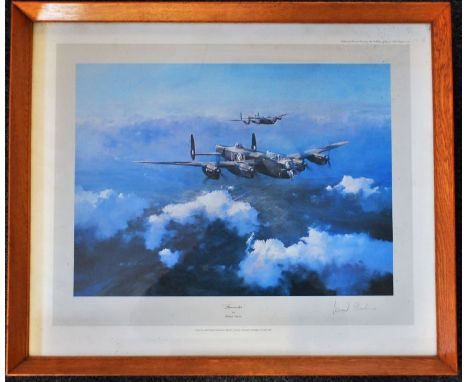 Robert Taylor 1951, a coloured print "Lancaster " first edition print signed by group captain Leonard Cheshire VC, DSO, DFC  