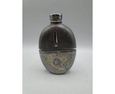 Decorative oval hip flask 