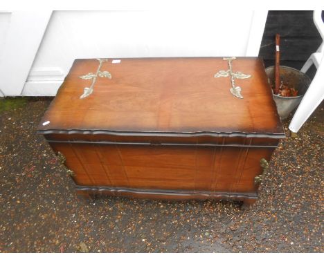 Vintage wooden trunk with brass detail H66cm W98cm D53cm approx