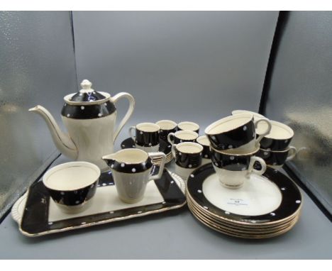 Burslem Crownford polka dot design part tea and coffee service for 6 (missing teapot and 1 cup  from tea service and 1 saucer