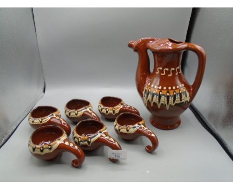 Studio Pottery pitcher/jug and 6 cups