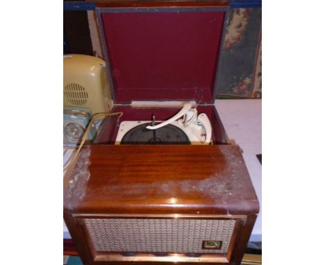 HMV retro record player, cased, with seperate speaker 
