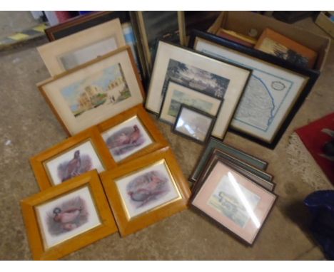 Norfolk map, Framed prints and pictures, job lot of