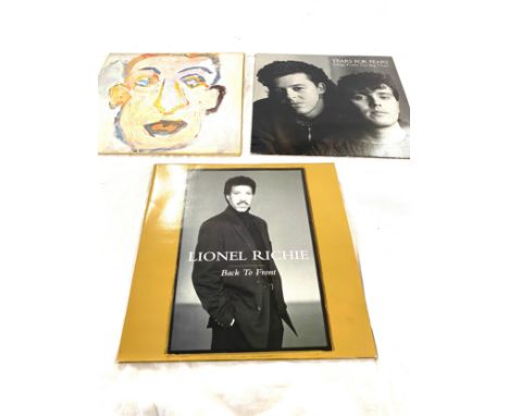 Three Vinyl Records to include Tears for Fears Songs from the Big Chair, Lionel Richie Back to Front and Bob Dylan self portr