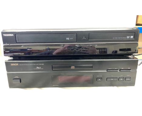Denon PCM audio technology DCD835, Toshiba DVR-20 Black DVD Recorder and VHS Recorder Combo, both in working order 