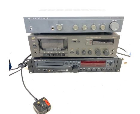Tascam CD - RW700, NAD 6050C tape deck, both in working order, no remotes. Cambridge audio Amplifier P50, missing power butto
