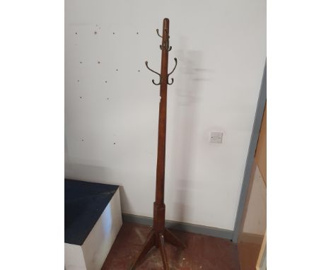 * Solid oak coat stand with brass hooks 1830h