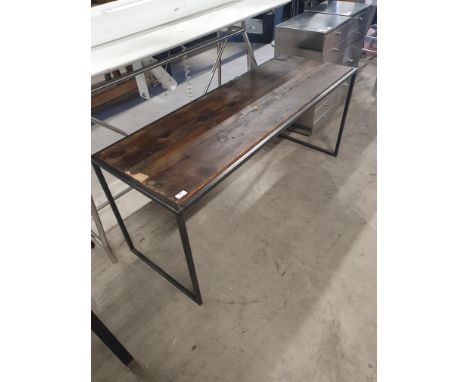 * Industrial display bench with rustic top. 140w x 500d x 600h