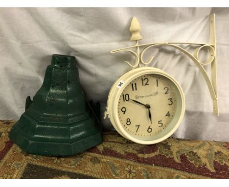 NEW YORK ELECTRIC CORP OUTDOOR CLOCK AND CAST IRON GUTTER PIPE HOPPER