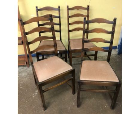 SET OF FOUR ERCOL LADDER BACK CHAIRS 