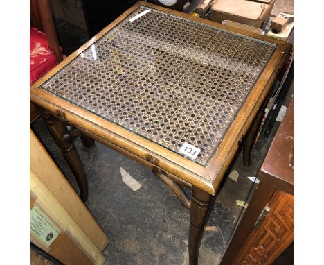 SIMULATED BAMBOO BERGERE CANE TOPPED LAMP TABLE