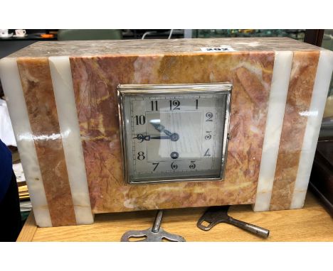 FRENCH MARBLED ART DECO MANTEL CLOCK