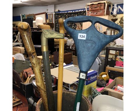 SHOOTING STICK AND THREE WALKING CANES
