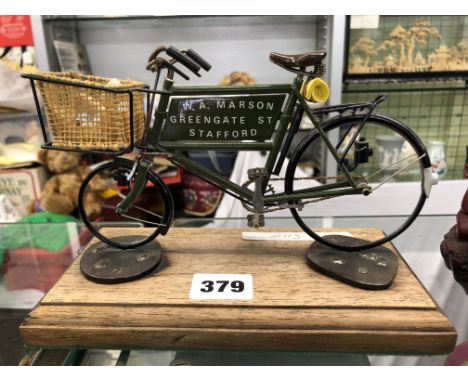 SMALL MODEL OF A GREENGROCER'S DELIVERY BICYCLE, W.A. MARSON OF STAFFORD