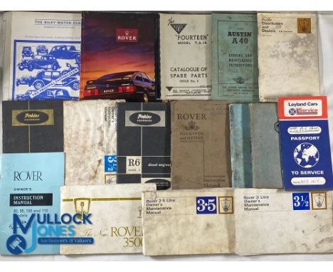 Car Manuals including Triumph 'Reown' Service Manual, Rover Workshop Manual 1950 onwards, Rover 3500 Manual, Rover Manual 80,