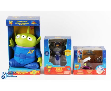 Toy Story 2 Thinkway Toys, Talking Emperor Zurg, Talking Alien, Mattel Take Along Toy Store, all sealed (3)