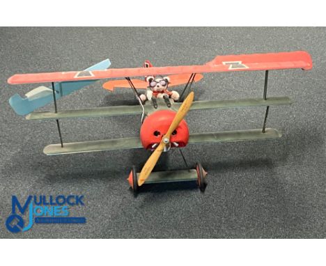 Large Fokker Dr 1 German Red Barron WW1 Model Plane Aeroplane Aviation, has been a radio-controlled model, no longer has its 
