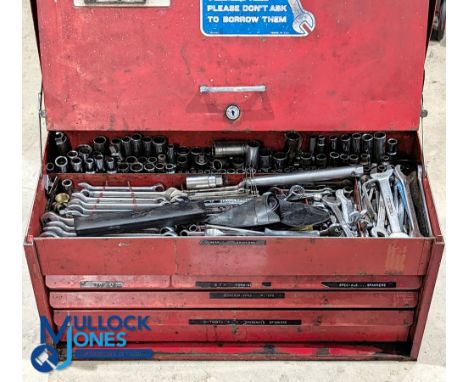 Vintage Large Snap on Tool Chest Lockable Box, with a large selection of engineering, mechanic tools, with a few Snap On tool